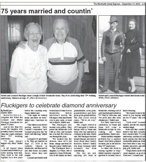 My story of Leonard and Mabel's 75th wedding anniversary